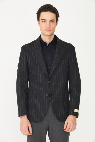 White Stone Anthracite Striped Sports Blazer Jacket