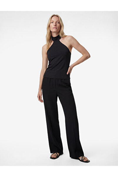 Koton Women'S Black Regular Fit Trousers
