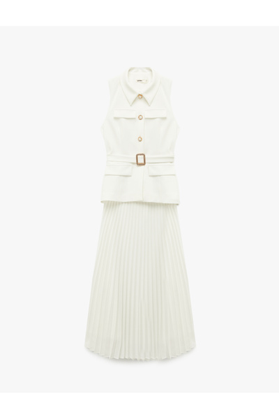 Koton فستان نسائي بدون أكمام بثنيات