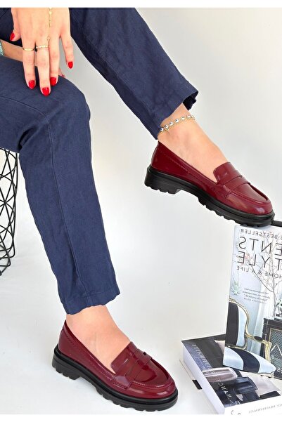 STUMBANNG Narli Burgundy Patent Leather Oxford Shoes