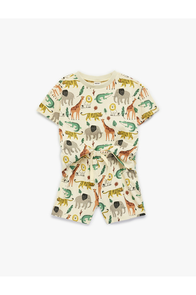 Koton Baby Boy Beige Design T-Shirt And Shorts Set