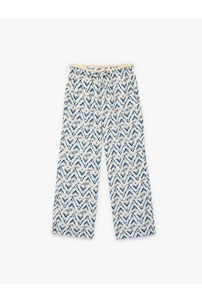 Koton Girl'S Blue Design Wide Leg Trousers