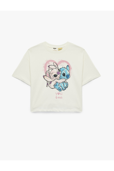Koton Girl'S Ecru Cotton Licensed T-Shirt