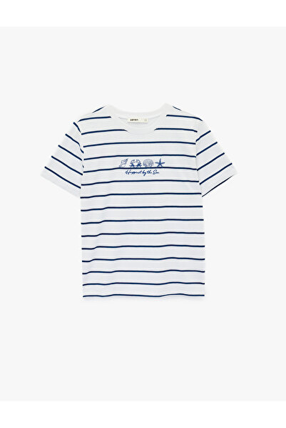 Koton Women'S Navy Stripe Striped T Shirt