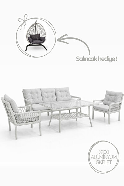 Çavdar Group Oslo Raddan 3+1+1 Oturma Grubu SALINCAK HEDİYELİ Bahçe Mobilyası...