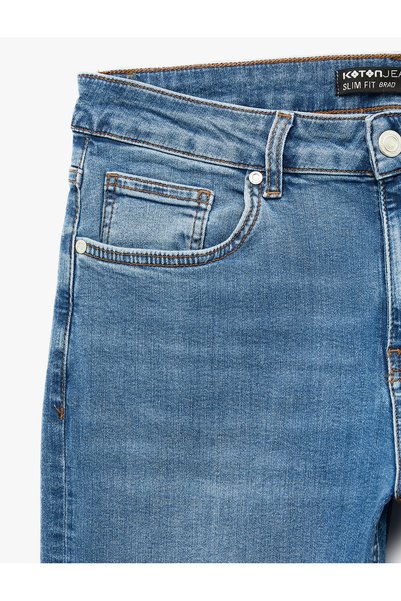 Koton Men'S Mid Indigo Brad Slim Fit Jeans