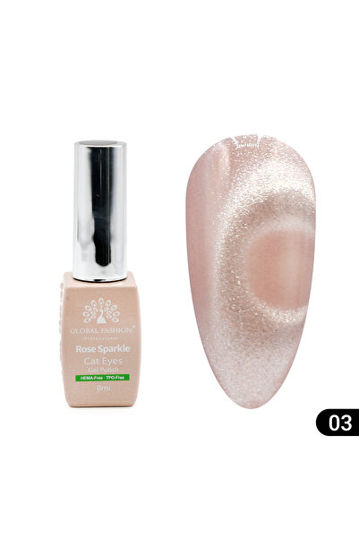 global fashion Set de 3 unități: Ojă semipermanentă ochi de pisică Rose Spark...