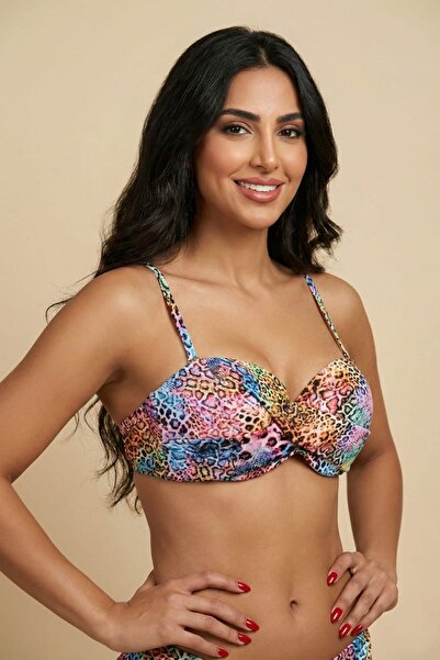 No Gossip Leopar Desenli Straplez Dolgulu Bikini Üstü - Ayarlanabilir Askılı ...