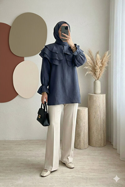 bellura Wide-Collar Tunic with Elasticated Ankles and Tieable Waist