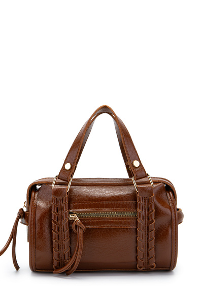 minebag Knitted and Pendant Detailed Jimmy Women's Crossbody Bag Brown