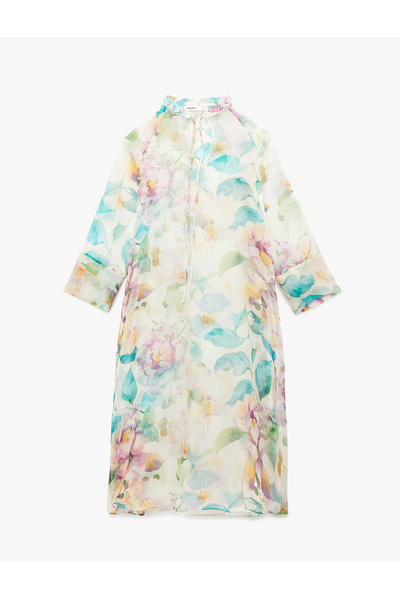 Koton Women'S Lila Design Floral Chiffon Dress