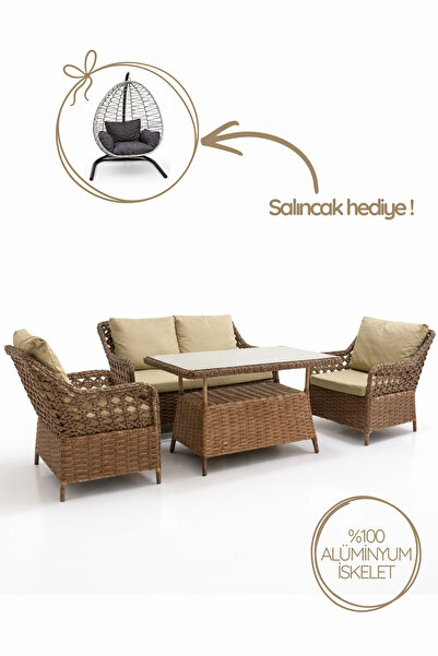 Çavdar Group İcon Raddan 2+1+1 Çay Seti SALINCAK HEDİYELİ Bahçe Mobilyası El ...