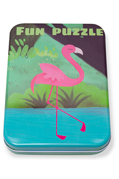 Nurio Puzzle din Lemn cu Animalute in Cutie Metalica Montessori -