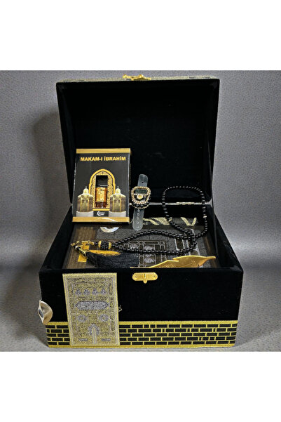 Zey-Al Kâbe Küp Lüks Seccade Kur’an Tesbih Esans Zikirmatik Takke Hediye Seti