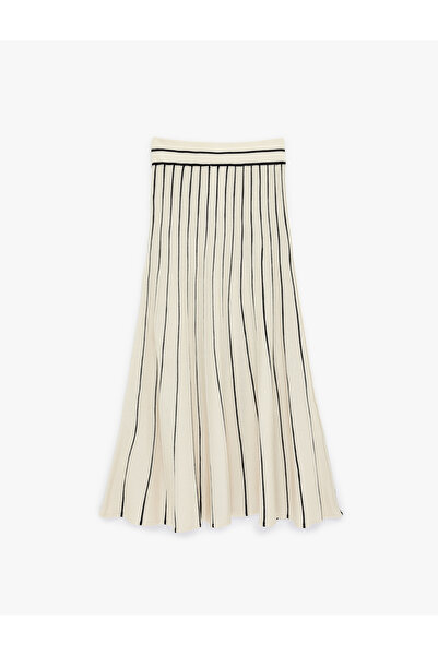 Koton Women'S Navy Stripe Maxi Knit Skirt