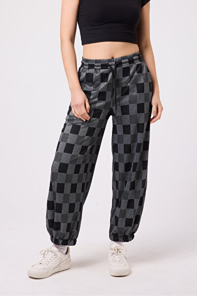 Superbluemexico Women's Street Style Elastic Cuffed Baggy Pants