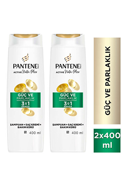 Pantene Pro-V Güç & Parlaklık 3 ü 1 Şampuan 400ml Zayıf ve Mat Saçlar x 2 Adet"
