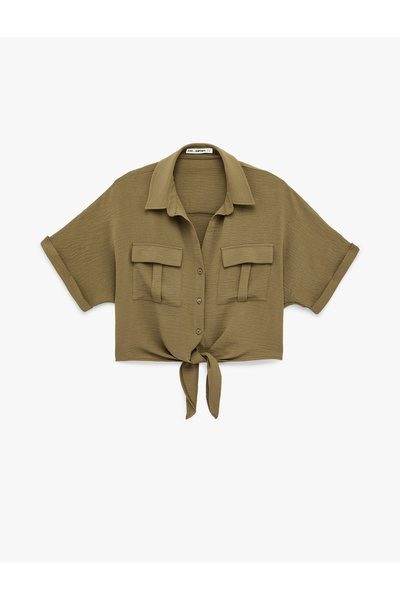 Koton Women'S Khaki Short Sleeve Shirt