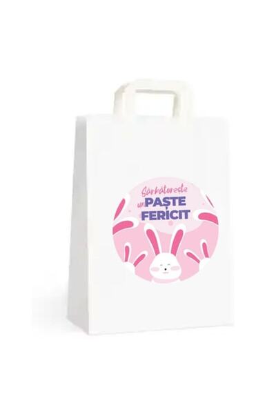 Gamma Print Set 10 pungi cadou Paște, model tematic, culoare alb, 18x9x25 cm