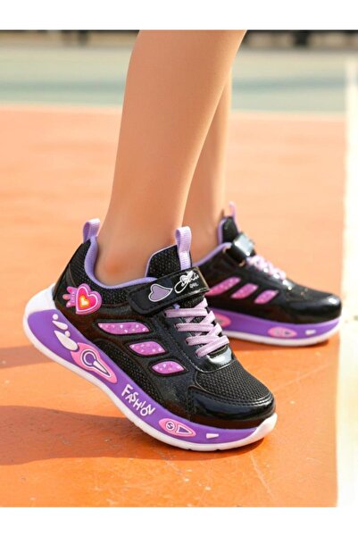 ellaboni Pantofi sport pentru fete, negru, liliac, cu sclipici, confortabili,...