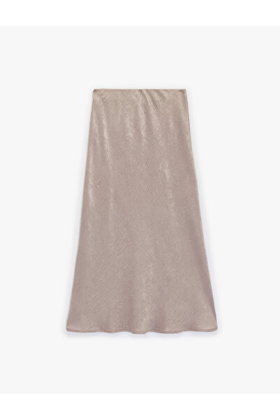 Koton Women'S Mink Textured Satin Skirt