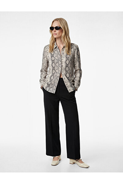 Koton Women'S Black Design Satin Shirt