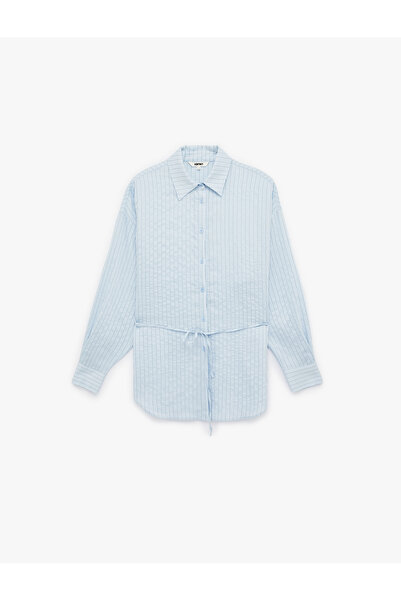 Koton Women'S Blue Stripe Oversize Tunic Shirt