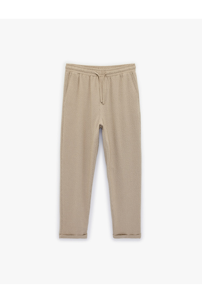 Koton Men'S Beige Drawstring Trousers