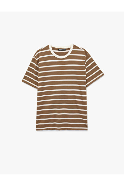 Koton Men'S Brown Stripe Crew Neck T-Shirt