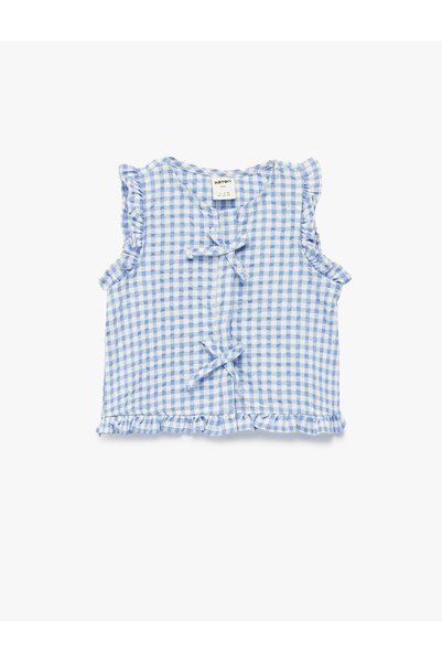 Koton Baby Girl'S Blue Check Gingham Shirt