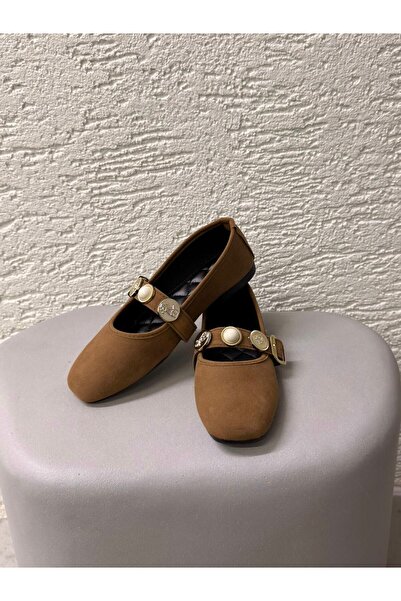 Beyond Women's Mink Money Buckle Suede Ballerinas 1cm Byndpt03