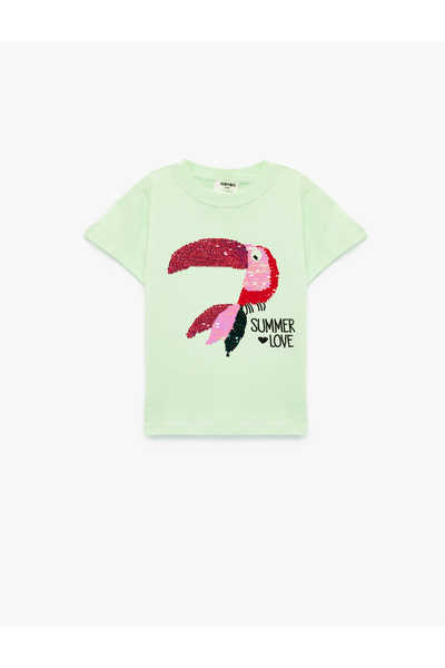 Koton Girl'S Green Cotton T-Shirt