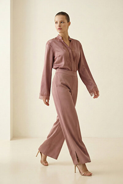 Setre Dusty Rose Patterned Relaxed Fit Trousers