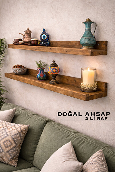 Woodymoda Ahşap 2' li Yüzen Raf - Konsept 120cm Çam Ahşap Resim Çerçeve Rafı ...