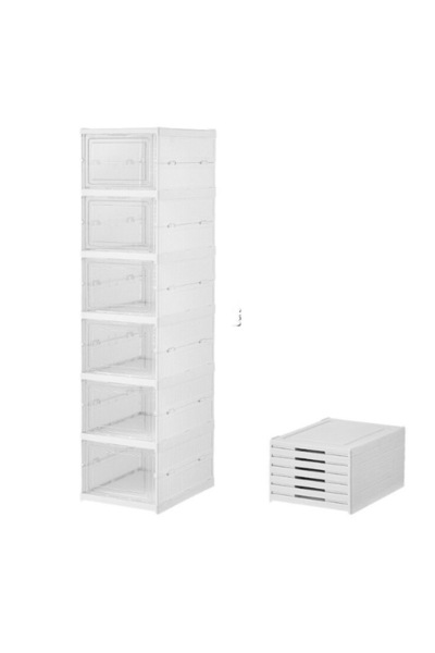 Amir Foldable shoe rack with 6 shelves, made of high-quality transparent and ...