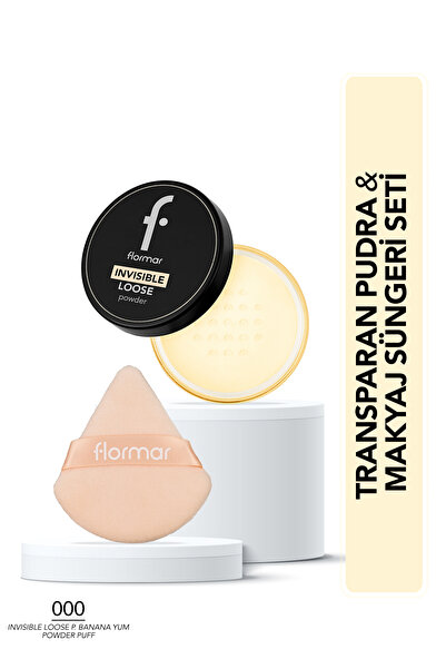 Flormar Invisible Loose Banana Transparan Pudra & Makyaj Süngeri Seti
