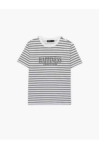 Koton Women'S Black Stripe Striped T-Shirt