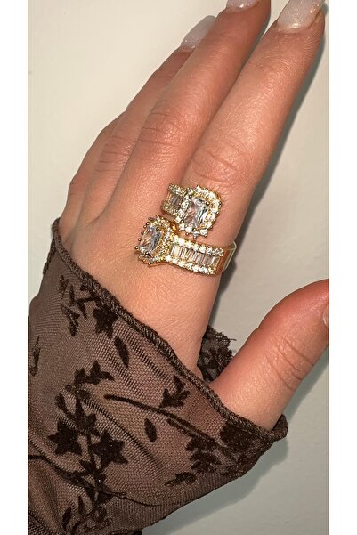 GLARE JEWELRY CO Çift Baget Taşlı Gümüş Rodyumlu Baget Taş Tektaş Pırlanta Mo...