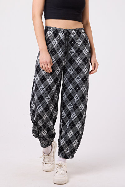 Superbluemexico Women's Street Style Elastic Cuffed Baggy Pants