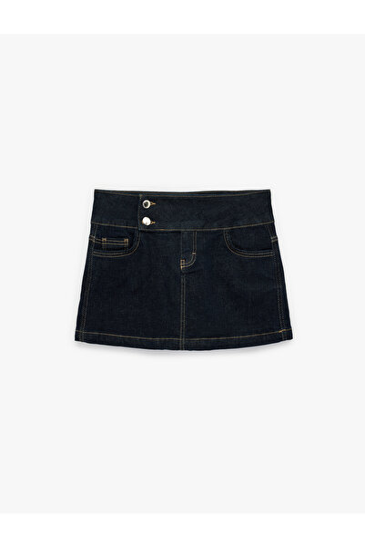 Koton Women'S Dark Indigo Denim Skort