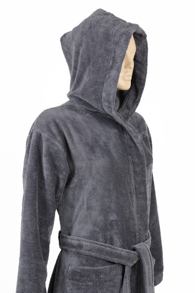 AİRYCOT Тъмносив качулат унисекс шалвар камиз за дома, хотела, спа центъра, х...