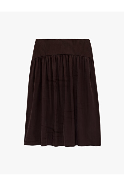 Koton Women'S Plum Flared Midi Skirt