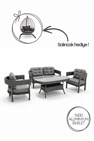 Çavdar Group Lozan Raddan 2+1+1 Çay Seti SALINCAK HEDİYELİ Bahçe Mobilyası El...