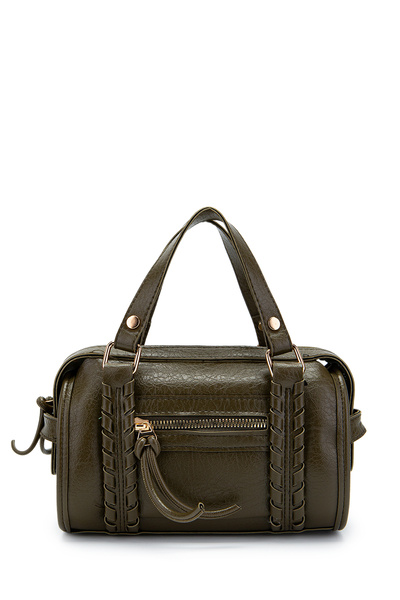 minebag Knitted and Pendant Detailed Jimmy Women's Crossbody Bag Khaki