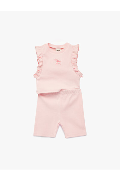 Koton Baby Girl'S Pink Leggings And T-Shirt Set
