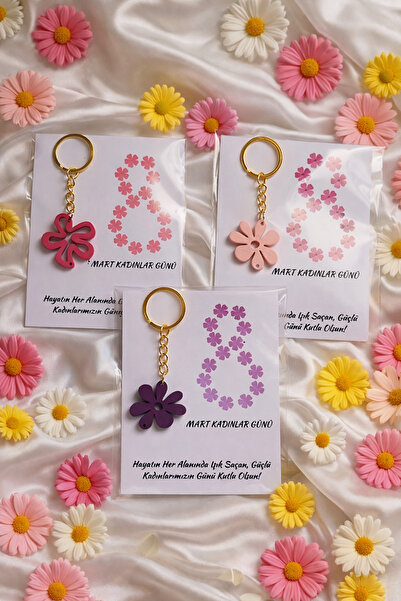 MyGift 8 Mart Kadınlar Günü 10 Adet Papatyalı Anahtarlık