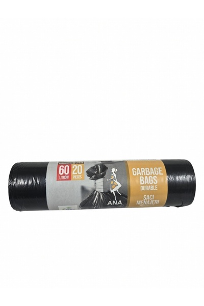 ANA Durable garbage bags, black, 60L, 20 pieces