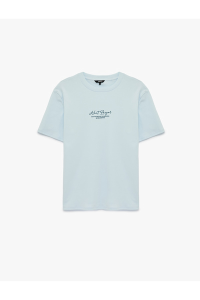 Koton Men'S Blue Cotton Printed T-Shirt