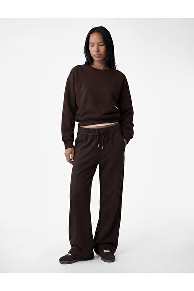 Koton Women'S Brown Crew Neck Sweatshirt