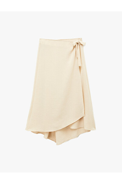 Koton Women'S Beige Wrap Midi Skirt